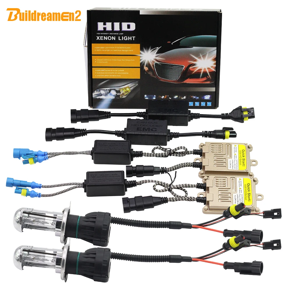 

Buildreamen2 H4 Hi/Lo 55W Canbus HID Bi Xenon Kit Decoder AC Lamp Ballast Anti Error Flicker 3000K-8000K 12V Car Light Headlight