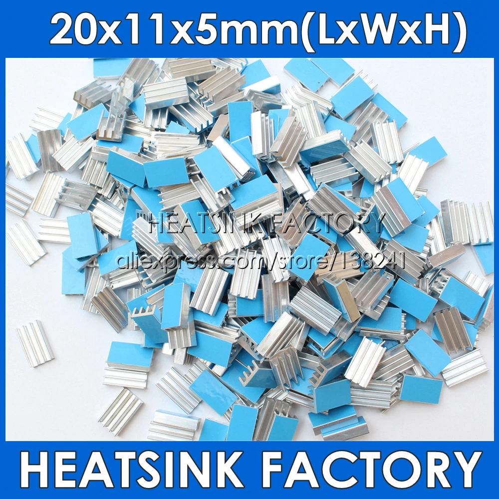 

20x11x5mm Aluminum Cooling Heat Sink Cooler Radiator Heatsink With Thermal Double Sided Tape Pad