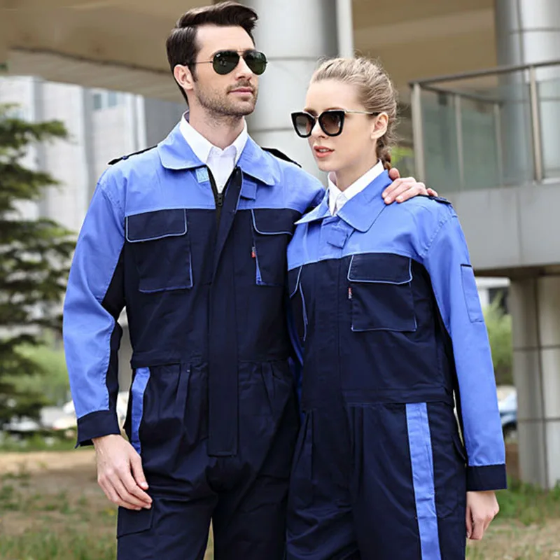 New Men Women Work Clothing Long Sleeve Coveralls Factory Uniforms Waist Zipper Design For Worker Repairman Auto Repair Overalls