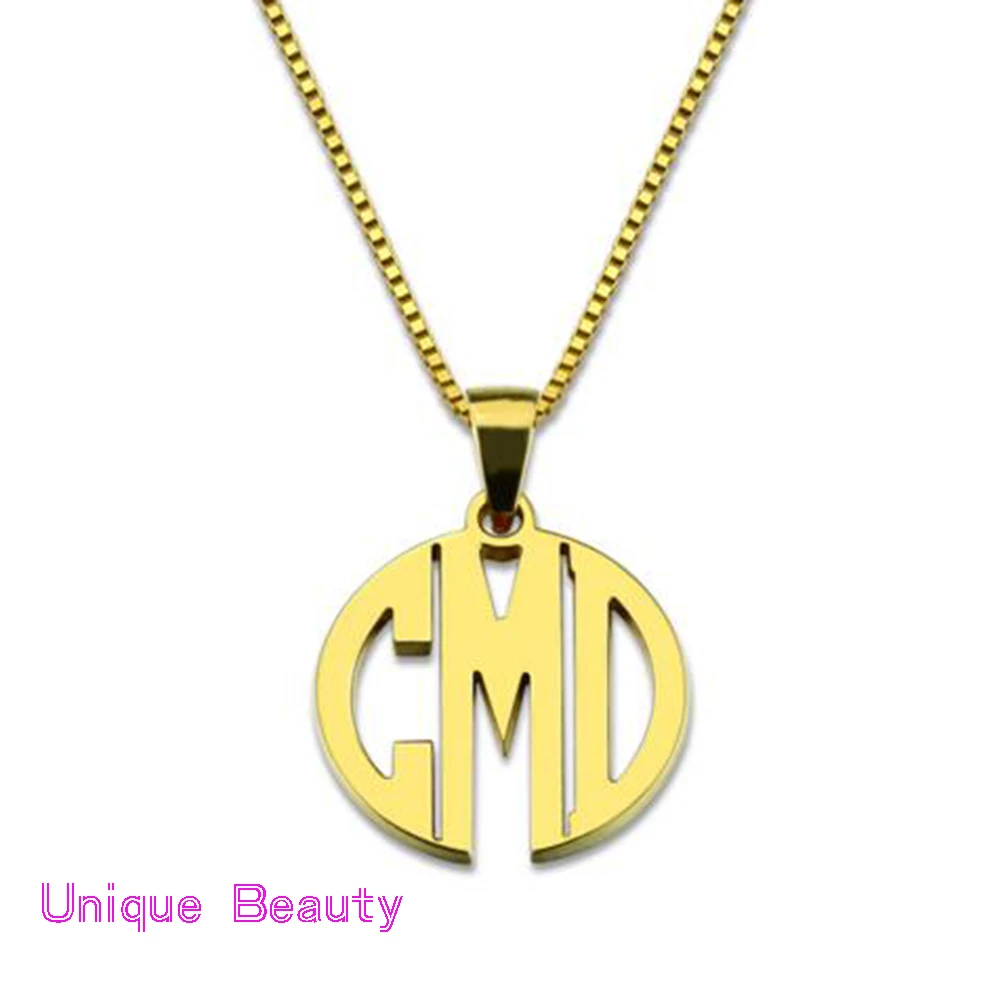 925 Silver Custom Initial Nameplate Necklaces Cut Out 3 Initials Silver Jewelry Christmas Gift 3 Plated Color