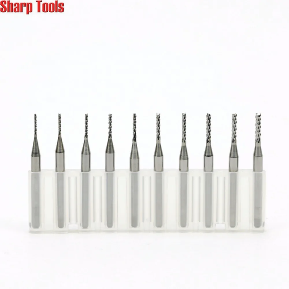 10pcs 0.8-1.8mm PCB Cutters CNC Router Bits Set Imported Solid Carbide End Milling Cutting Tools for Print Circuit Board Drills