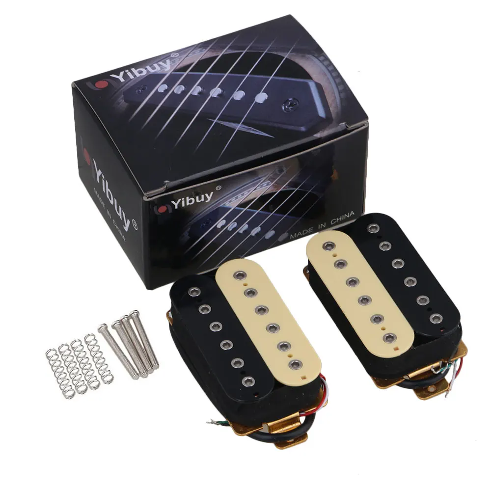 

Yibuy One Pair Black and Yellow Instruments Euipment Pickups Humbucker Replacement for LP Guitar