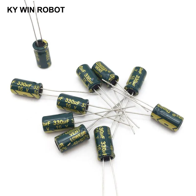 20 sztuk/partia 16V 330UF 6x12mm wysokiej częstotliwości niska impedancja aluminium kondensator elektrolityczny 330uf 16v