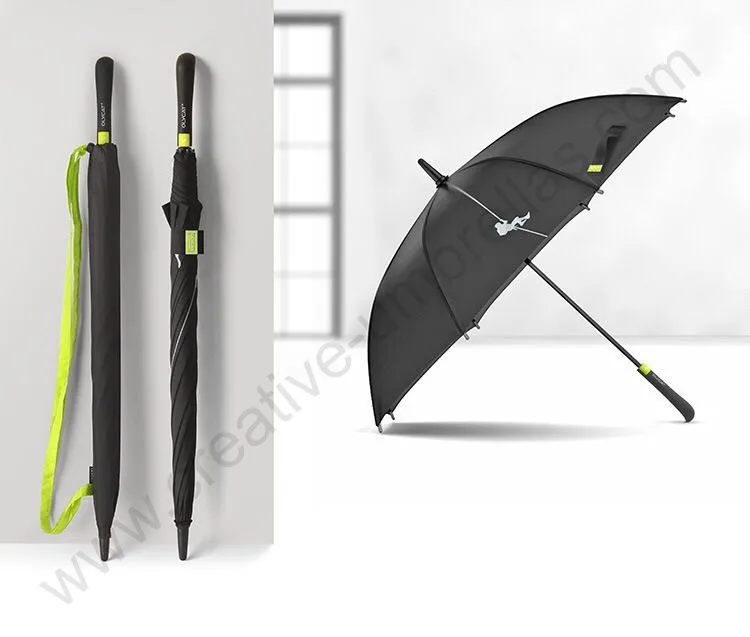 

112cm auto open antique anti-thunder fiberglass business windproof umbrella yellow carrying belts waterpoof commercial parasol