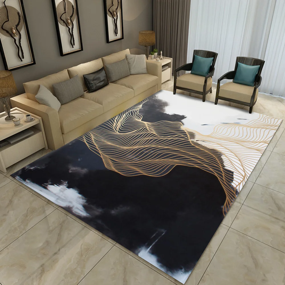 Dark Abstract Art Living Room Rugs Coffee Table 3D Carpet Luxury Postmodern Minimalist Nordic Yoga Pad Custom Christmas Decor