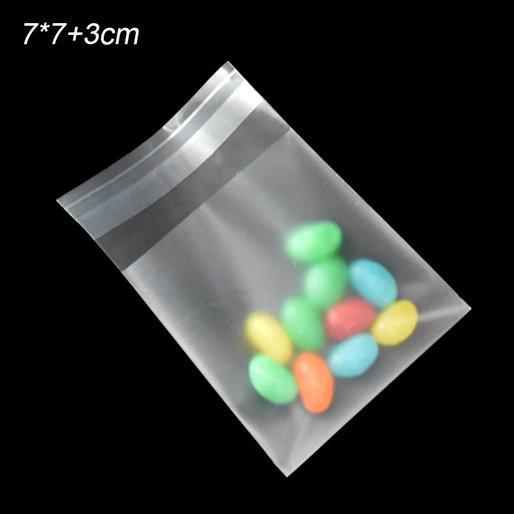 5000pcs/lot 7*7+3cm Matte Clear Cookie Packaging Bag Translucent Candy Biscuit Storage Pouches Self adhesive Wrap Plastic Bags