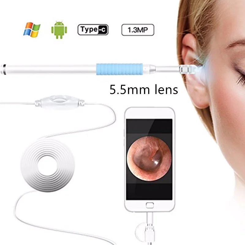 

3IN1 Ear Cleaning USB Endoscope Camera 5.5mm Visual Ear Spoon Earpick Otoscope Camera for Android Windows PC