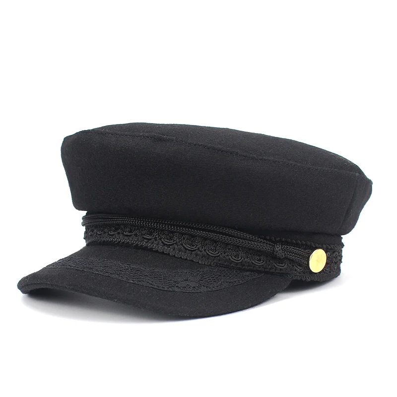 Spring Autumn Newsboy Hats for Women Lace belt button Military Caps Ladies Fashion Streetwear Flat Caps Female Octagonal Boina