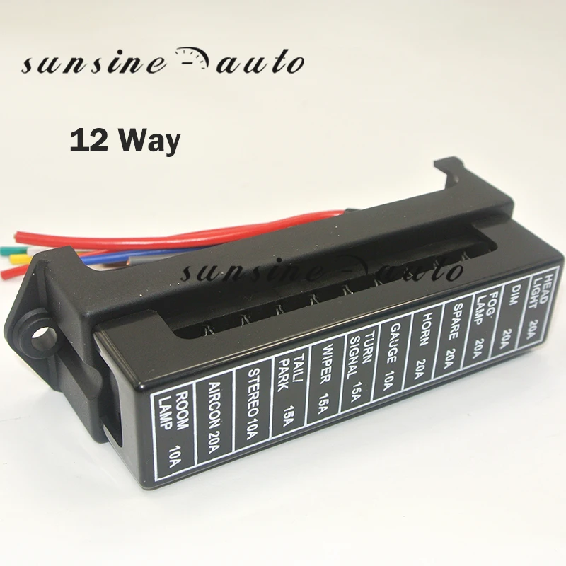 Universal 12 Way ATC ATO 2-input 12-ouput Wire 12V Volt Fuse Box 24V 32V Circuit Car Trailer Auto Blade Fuse Boxes Block Holders