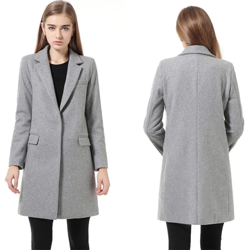 Hoge Kwaliteit Vrouwen Nieuwe Herfst Winter Wollen Jassen Jassen Wollen Blends Vintage Slanke Jas Lange Voor Office Lady Manteau Femme mew