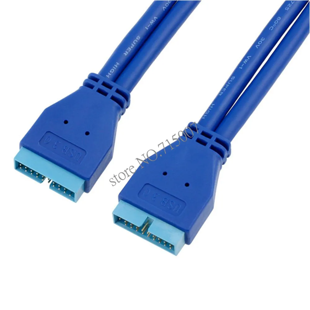 ทองแดง Core USB 3.0เมนบอร์ด20pin ชายตัวเชื่อมต่อ20pin ชายสายเคเบิ้ลคอมพิวเตอร์