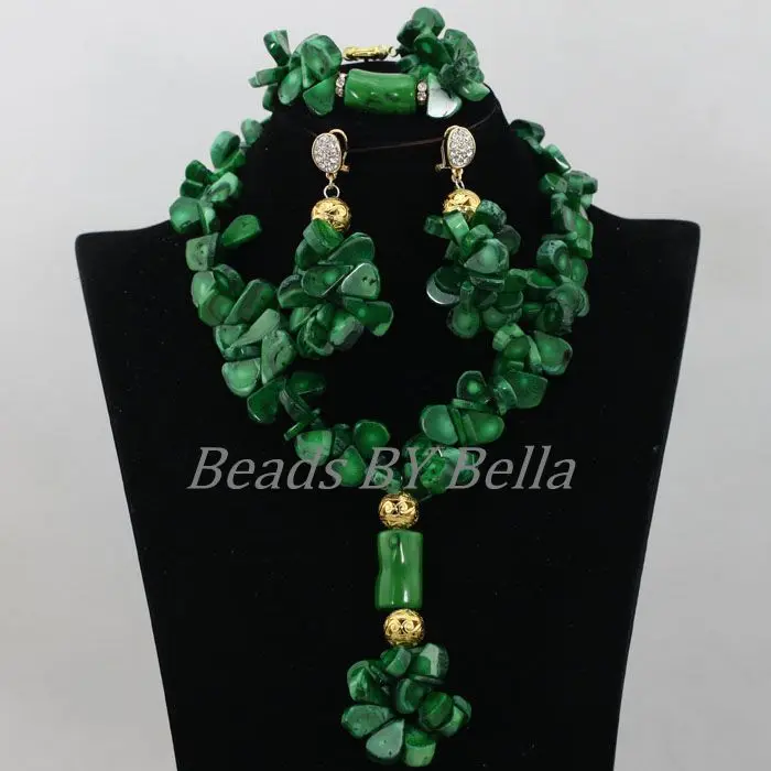 Imagem -02 - Delicate Africano Coral Beads Conjunto Jóias Nigeriano Colar de Casamento Grânulos de Coral Verde Conjuntos de Jóias de Noiva Abf994