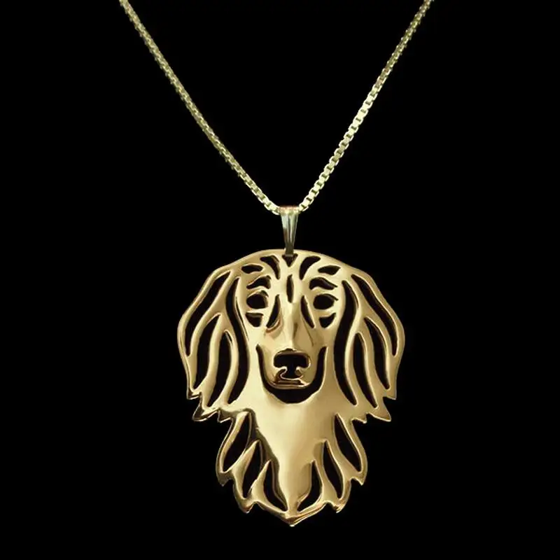 Hot Selling Jewelry Alloy Pet Dog Necklaces For Lovers Long haired Dachshund Pendant Necklaces Drop Shipping