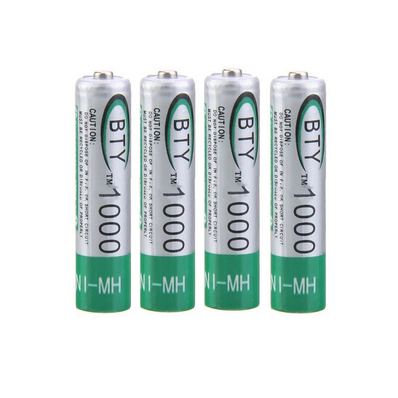 100pcs/lot High Drain BTY 1.2v AAA Ni-MH battery 1000mah rechargeable cell