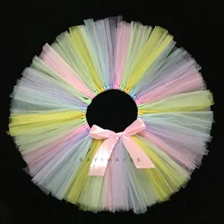 Colorful Baby Tutu Skirts Girls Handmade Fluffy Tulle Ballet Pettiskirts Tutus with Ribbon Bow Kids Birthday Party Skirt Clothes