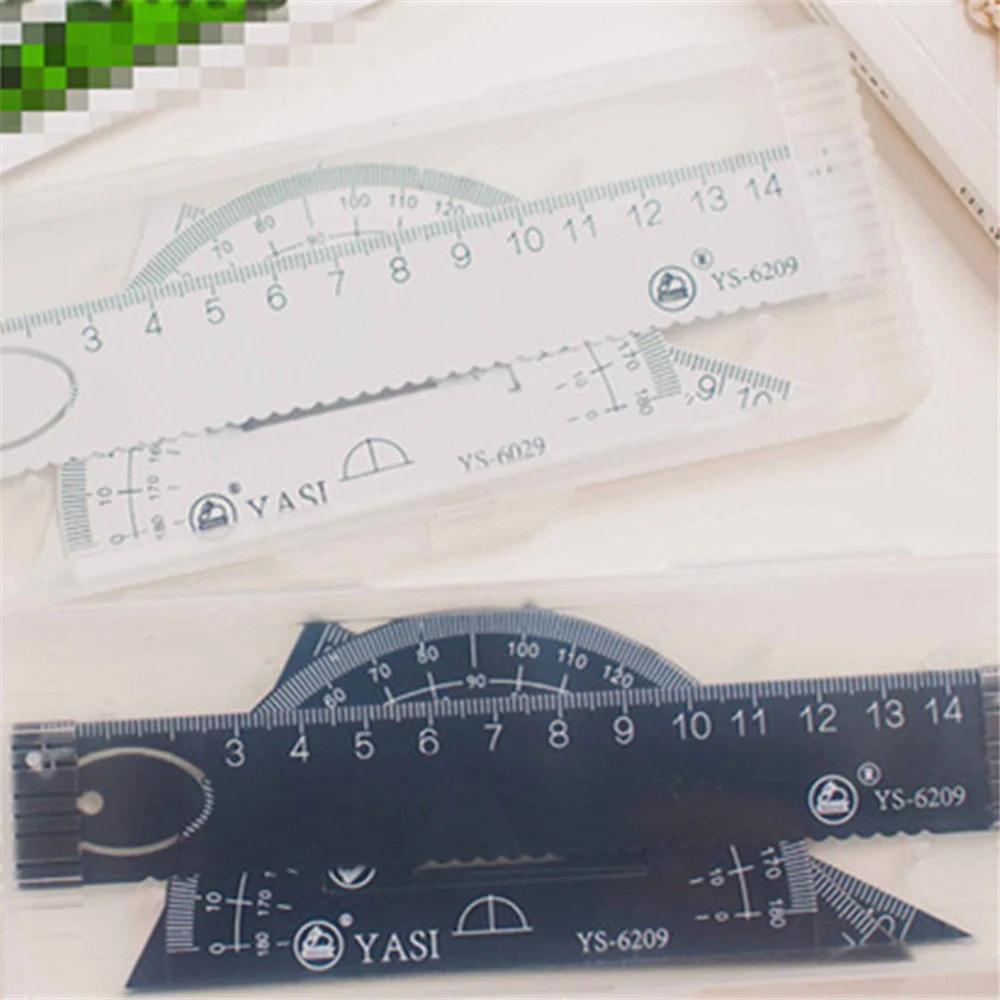 1 Set =4 piece Students Drawing School Supplies Set with  Square Triangle Ruler Aluminum Alloy protractor/four sets