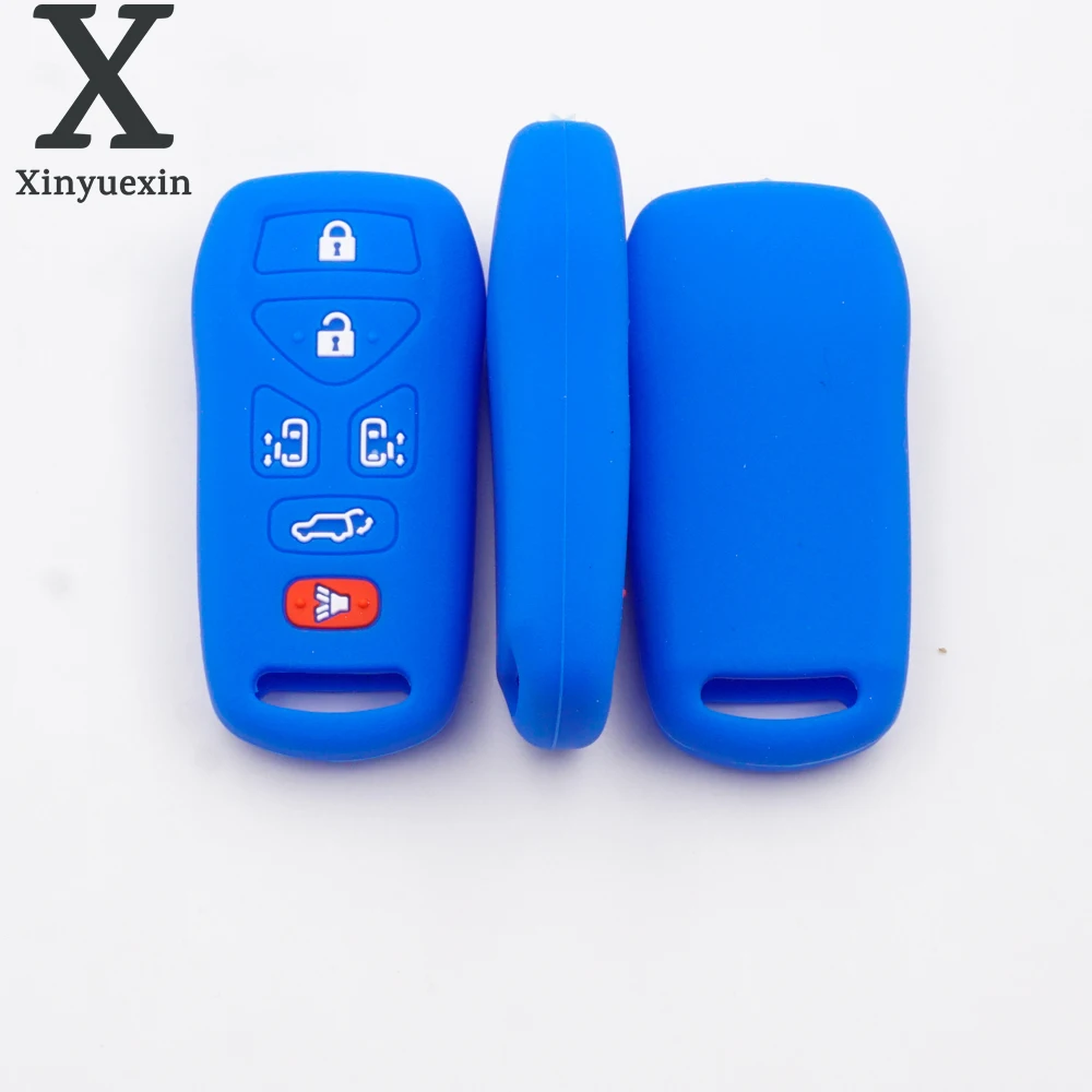 Xinyuexin 6+1 Buttons 7 Buttons Silicone Car Key Cover Case Fit for Nissan Quest Smart Remote Key Accessory Protector Holder