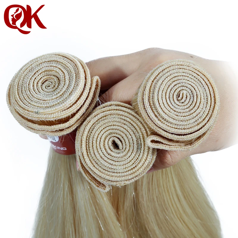 Queenking Haar Braziliaanse Steil Haar Bundels Weave Platinum Blonde #60 Kleur Remy Human Hair Extensions 12-28 Inch