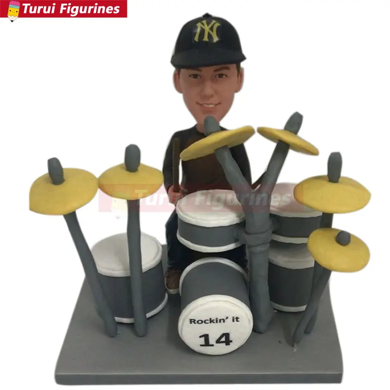 Drummer Personalized Bobble Head Figurine Boyfriend Gift Husband Gift Son Gift Drummer Birthday Cake Topper Father's Day Gift Dr