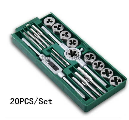 

20pcs/set M3-M12 tap set Screw Thread Metric Plugs Taps & Tap wrench & Die wrench, hand screw taps Hand Threading