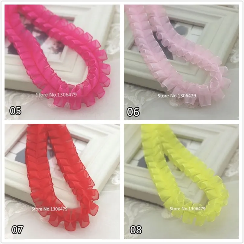 Plissierter Spitzenbesatz für Vorhänge, Tagesdecken, Kissenbezüge, DIY-Kleidung, Geschenkdekoration, Puppenröcke, 2,5 cm, 10 m, 11 Farben – Detail 4