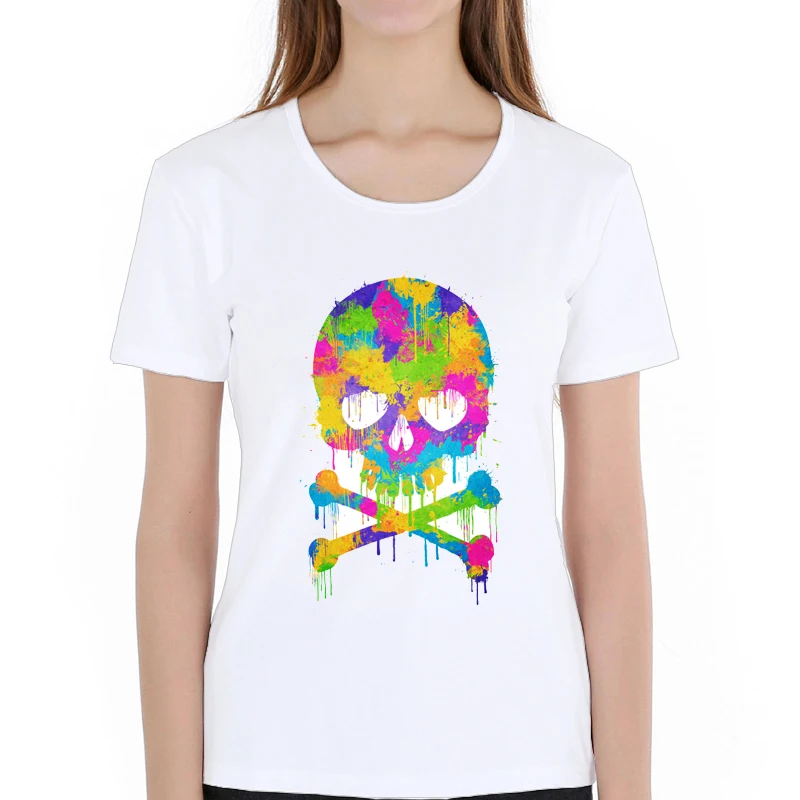 VagaryTees NEW women Summer Fashion Trendy Graffiti Skull Printed T-Shirt Short Sleeve Popular Design Tops Novelty T shirt