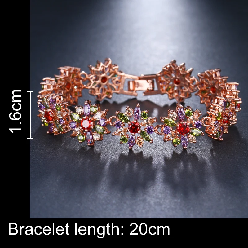 EMMAYA Gorgeous Rose Gold Color Multi CZ Bangles Bracelets Fashion Flower Shape Bracelets for Women