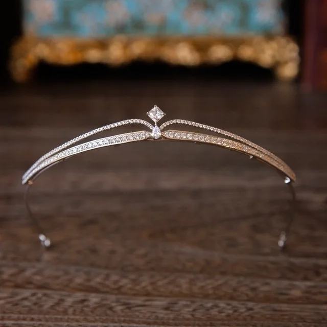 High quality Sparkling Zircon Brides Tiara Crystal Rhinestone Geometric Pageant Crown Bridal Hairbands Evening Hair Accessories