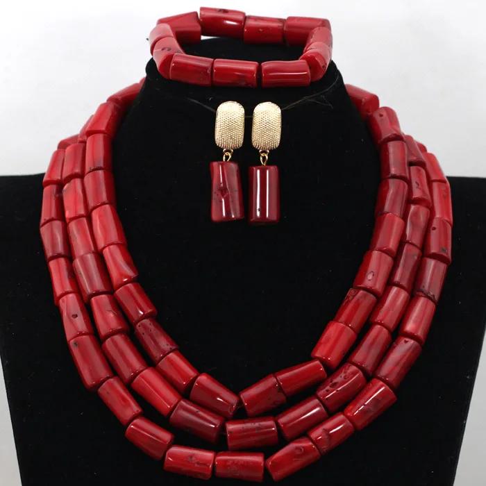 Luxury Coral Beads Bridal Jewelry Sets African Nigerian Wedding Beads for Women Jewelry Set Choker Necklace Free Shipping ABF312 image 3