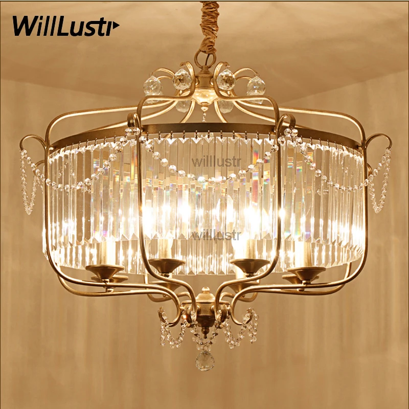 

Willlustr round crystal chandelier pendant lamp stair hotel hall lounge living room K9 chandeliers Light hanging lighting