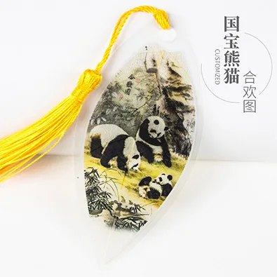 Kawaii Panda Bookmark Vintage Chinese Style Tassel leaves vein Book marks School Office Supplies