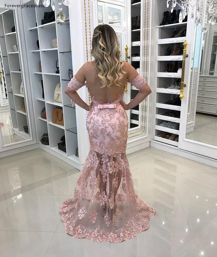 2019 Goedkope Roze Prom Dress Mermaid Off Shoulder Backless Pageant Feestdagen Dragen Graduation Avondfeest Gown Plus Size