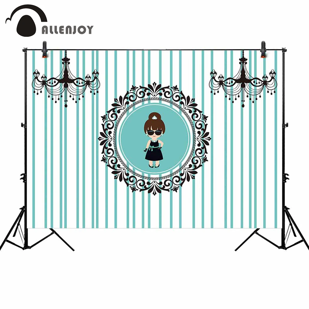 Allenjoy backdrops photo background Bridal shower tiffanyblue chandelier noble girl princess party photography photophone