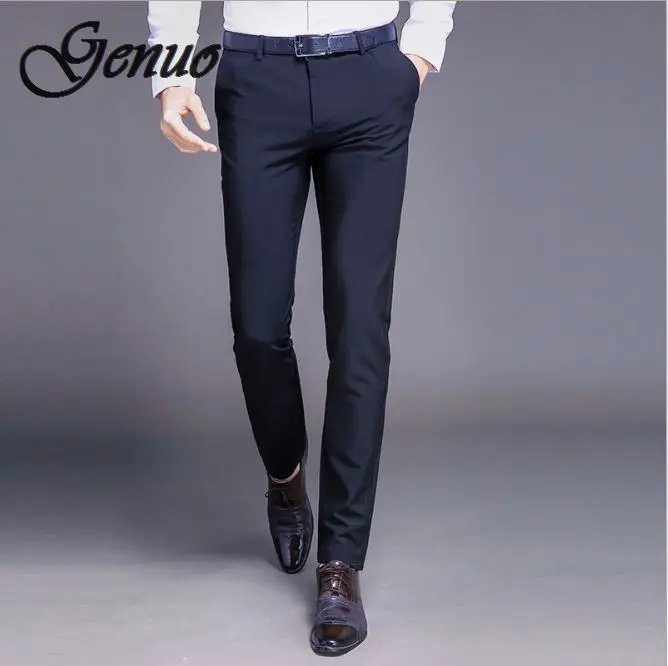 

Fashion New High Quality Cotton Men Pants Straight Spring and Summer Long Male Classic Business Casual Trousers Full Length Mid