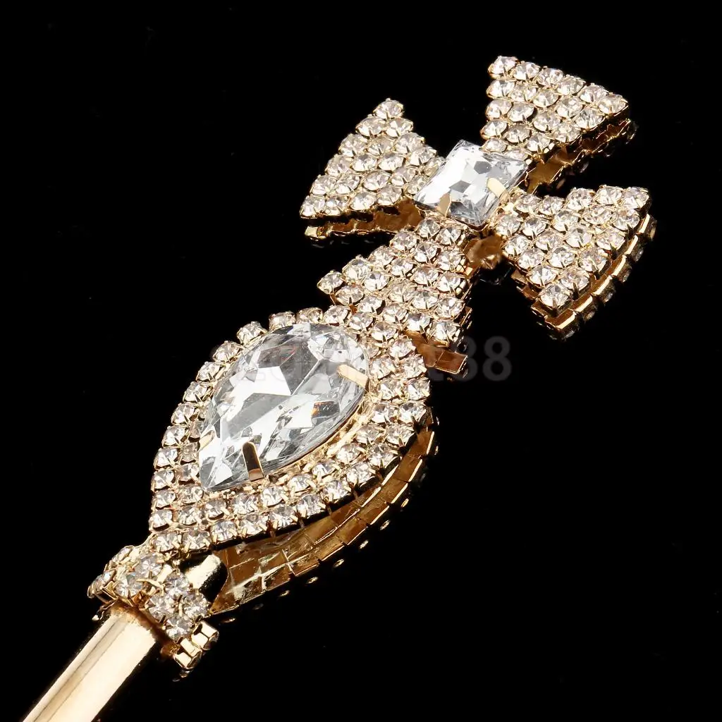 Glitter fada princesa rainha cruz de cristal varinha mágica real esqueleto vestidos elegantes traje adereços dourado prata 50 cm