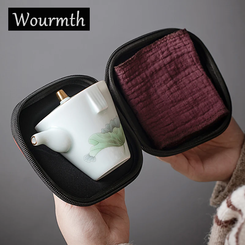 

Wourmth Китай кунг-фу чай 1 чайник 3 керамическая чашка дорожный чайный набор Портативная сумка чайный горшок чайная чашка фарфор на открытом воздухе хорошие подарки