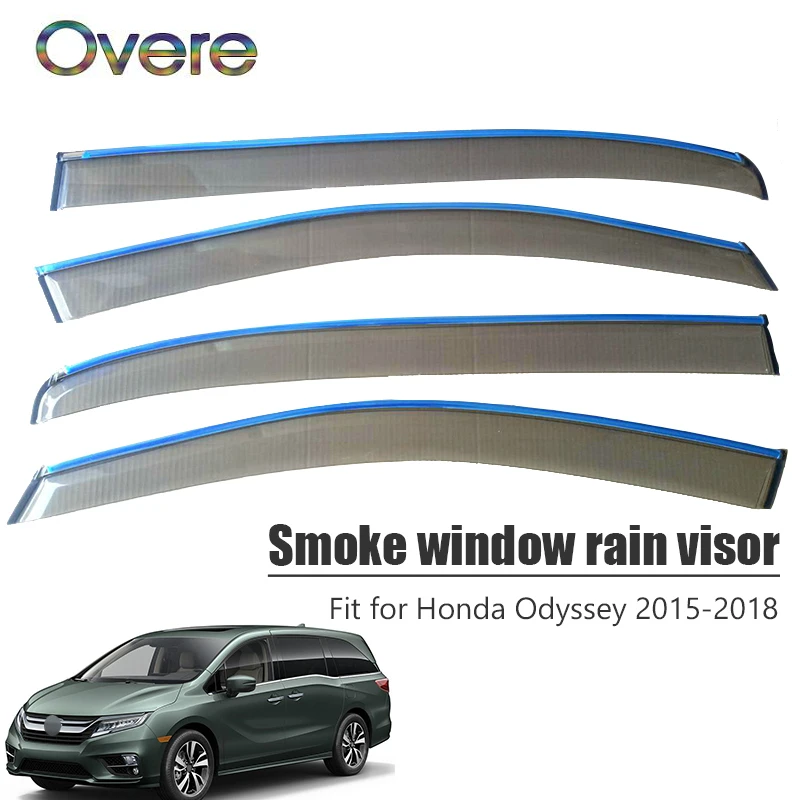 

OVERE NEW 1Set Smoke Window Rain Visor For Honda Odyssey 2015 2016 2017 Styling Vent Sun Deflectors Guard Accessories