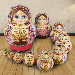 10pcs/set 15cm Matryoshka Doll Hand-painted Wood Dolls Birthday Gift Home Furnishing Articles Children's Toys