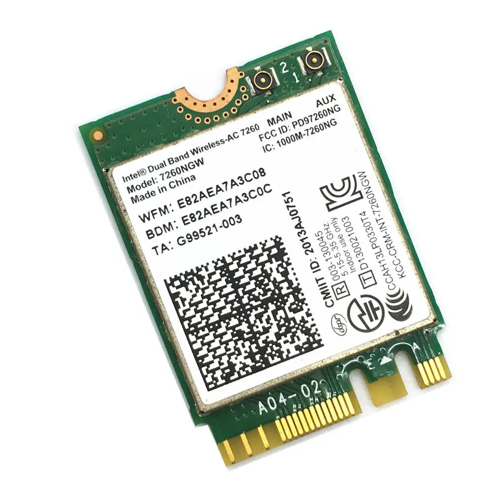 

For Intel 7260NGW Wireless-AC 7260 Dual Band 802.11ac Dual Band Wi-Fi Fit for Bluetooth 4.0 Card