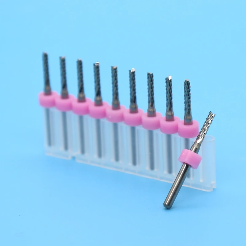 PCB คาร์ไบด์เครื่องมือ end mill 2.5 มิลลิเมตร 2.6 มิลลิเมตร 2.7 มิลลิเมตร 10 ชิ้นข้าวโพดเครื่องกัดโลหะ CNC router ไม้เครื่องมือ PCB เจาะบิต