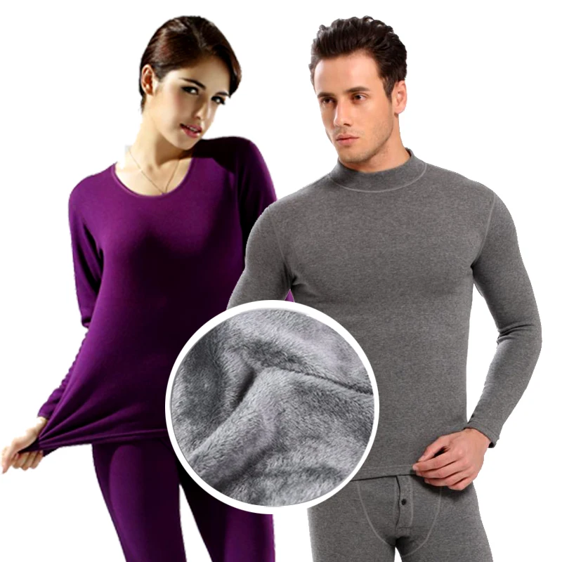 

2023 new women thermal underwear men's long johns Autumn winter underwear sets female shirt+pants thick warm plus velvet thick