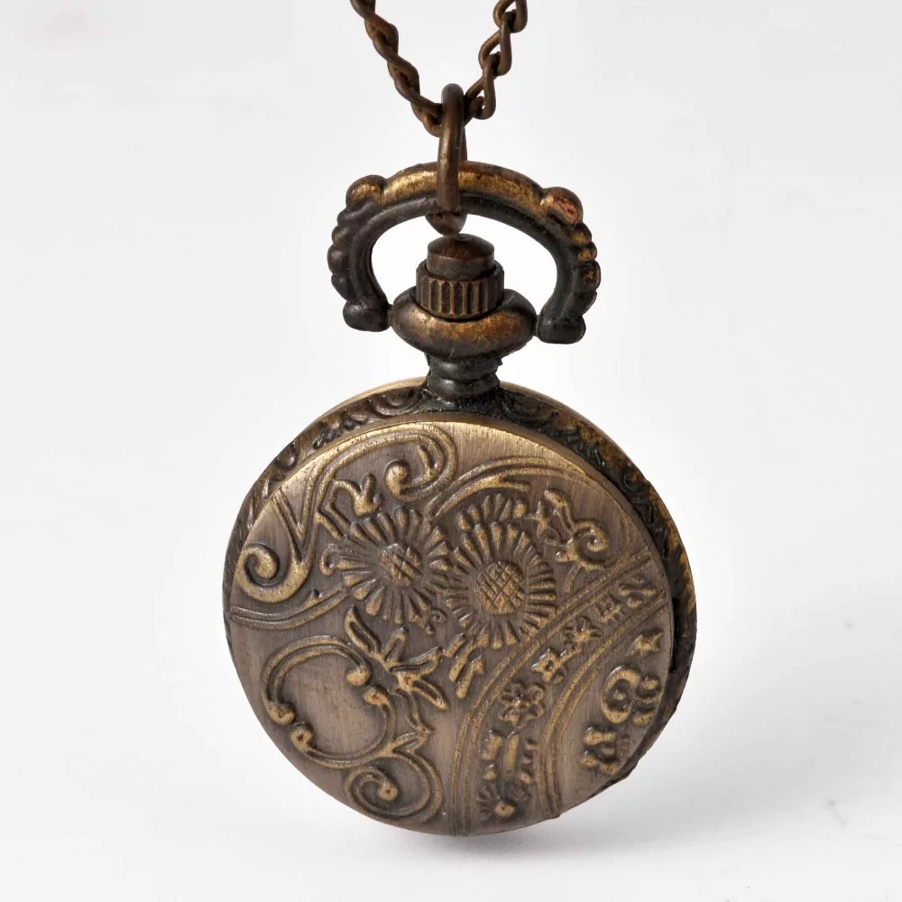 JOSweetheart-Montre de Poche de Théâtre Creux Rétro pour Femme, Collier Pendentif Mécanique à Remontage Manuel Creux, Cadeau