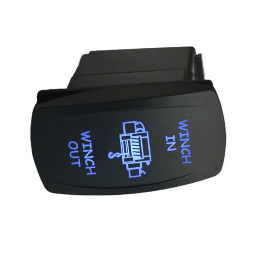 EE support  Car 12V 20A Laser Rocker Switch Blue LED Winch In/Out 7P Light Momentary Sales