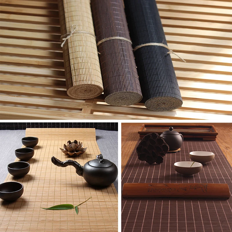 yazi Multipurpose Bamboo Table Runner Placemats Tea Mats Christmas Home Decoration Pad Cafe Restaurant Coasters Room Dividers