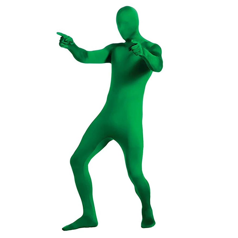 AOYLISEY Adult Green Full Body Bodysuits Bodycon Cosplay Zentai Morph Suits Nylon Spandex Women's Unitard Men Halloween Costume