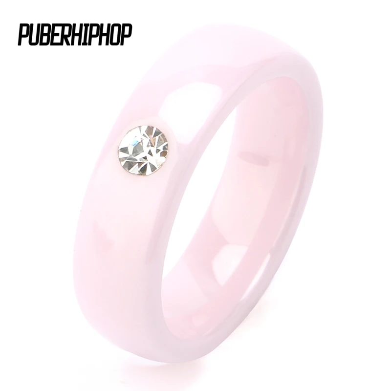 2019 Pink Ceramic Rings For Women Rings Made Of Ceramics Bling CZ Stone Ceramic Wedding Rings Costume jewelry Wholesale