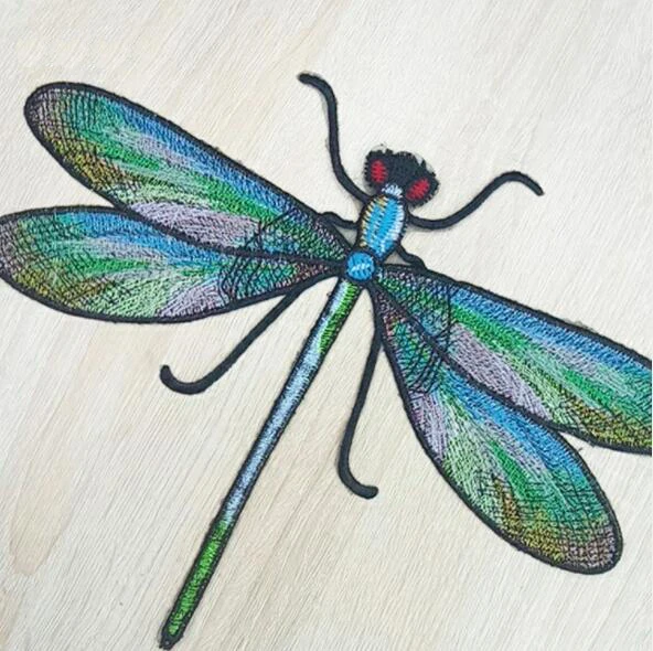 1 Pc Embroidered Applique Patches for Jacket Cloth Large Cool Dragonfly Iron On  Badge Patch Stickers Apparel Accessories NL341