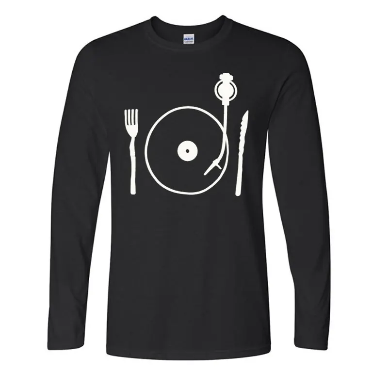 New Men'S O-neck Brand Essential Music Dj Turntable Club Hip Hop Novelty T Shirts Long Sleeve Men Tops Casual Tshirt