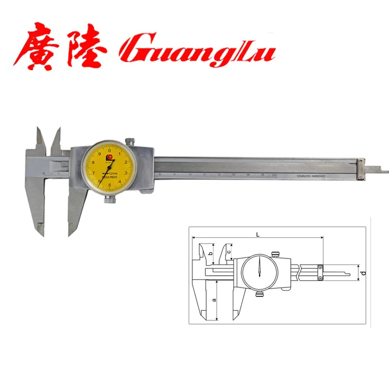 Suwmiarka Guanglu Dial Caliper High Precision 0.01mm Paquimetro Vernier Calipers ze stali nierdzewnej Narzędzia pomiarowe Narzędzia pomiarowe
