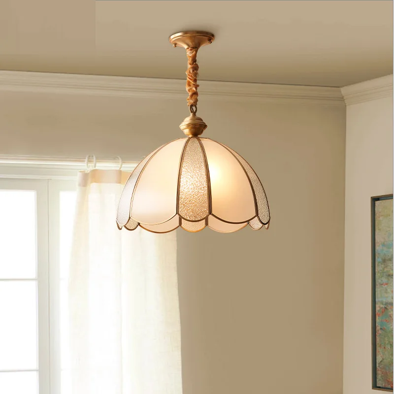 1 pcs vintage Kitchen pendant lamp  Lamparas antique copper pendant lights for dining room bar bedroom glass hanging lights